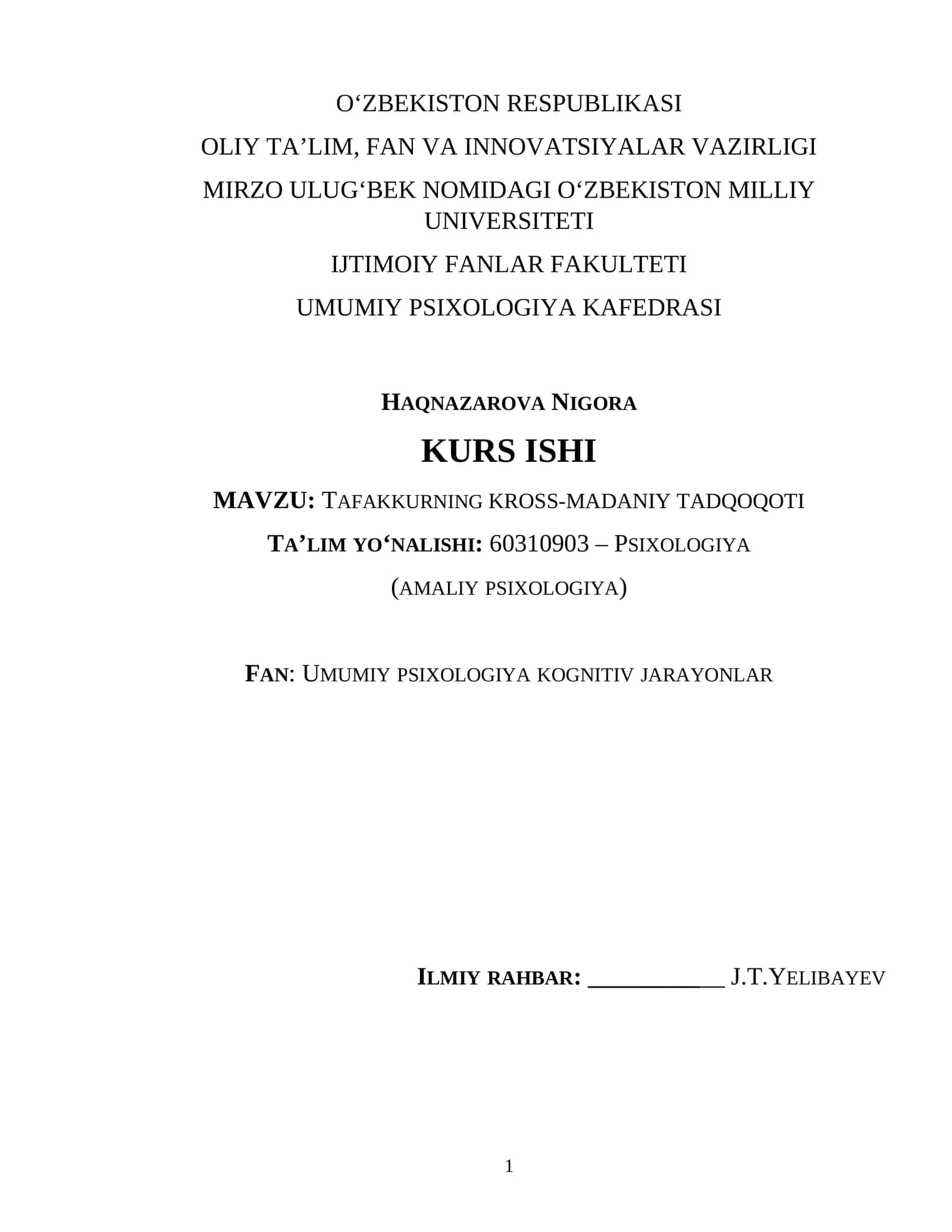 Tafakkurning KROSS-MADANIY TADQOQOTI 1