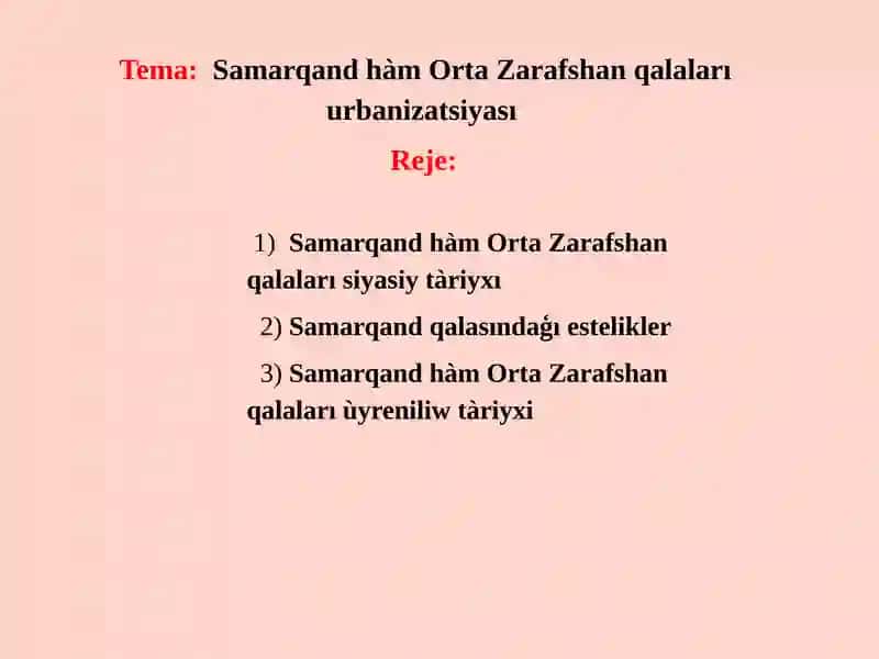 Samarqand hàm Orta Zarafshan qalaları siyasiy tàriyxı
