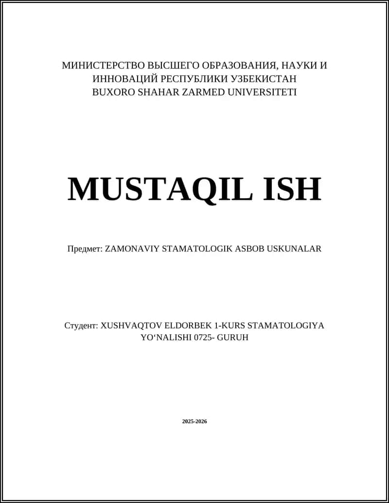 ZAMONAVIY STAMATOLOGIK ASBOB USKUNALAR 1