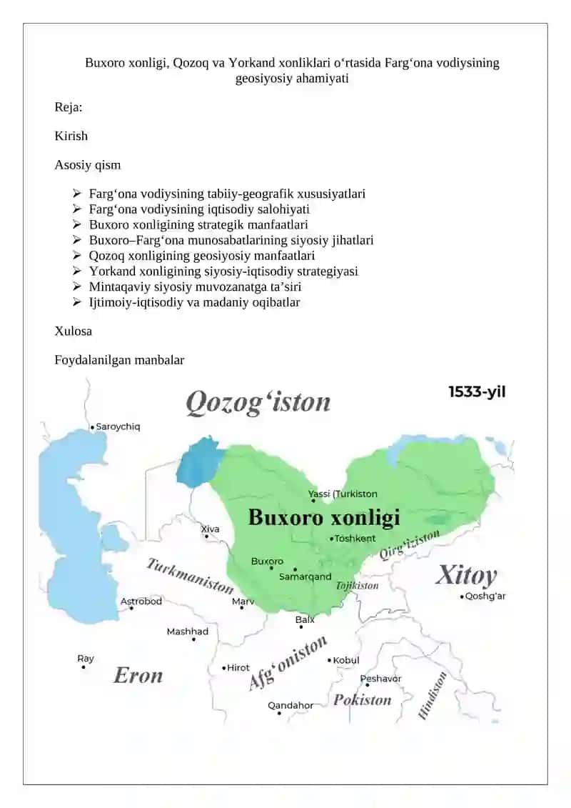 Farg‘ona vodiysining geosiyosiy ahamiyati