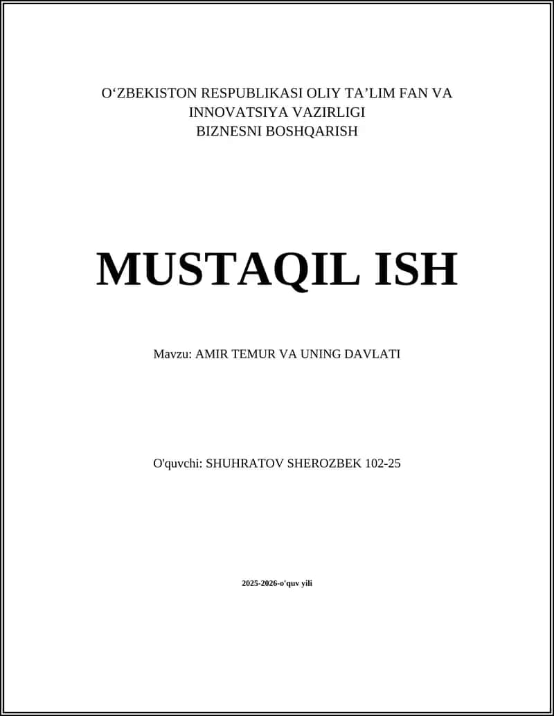 AMIR TEMUR VA UNING DAVLATI 1