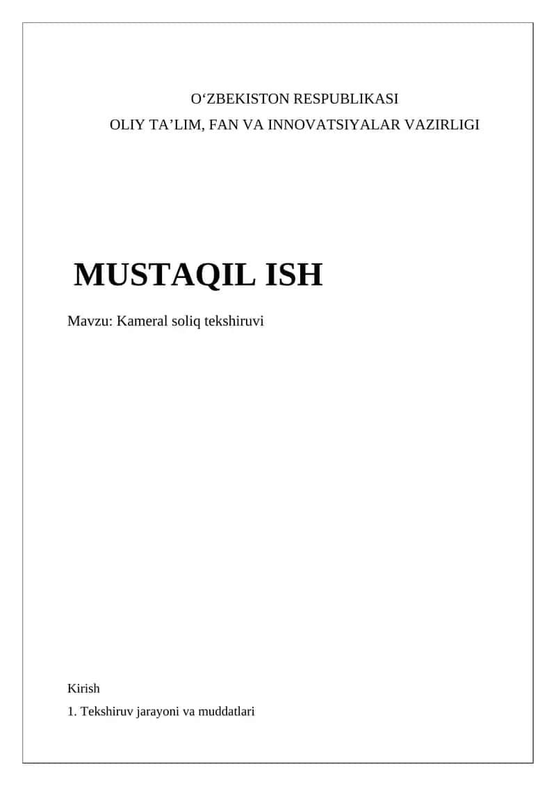 Kameral soliq tekshiruvi 1