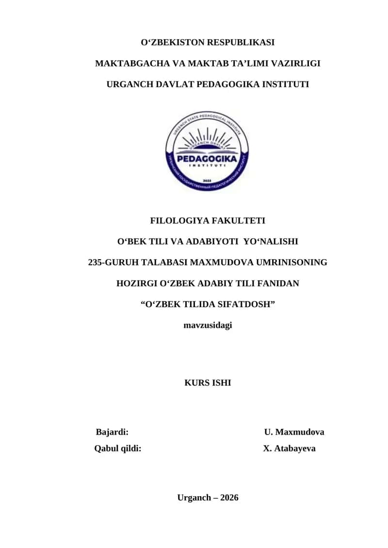 O‘ZBEK TILIDA SIFATDOSH 1