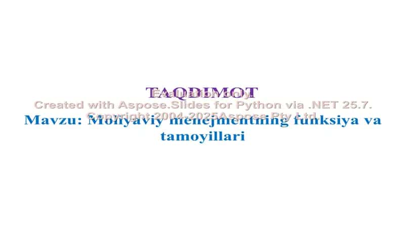 Moliyaviy menejmentning funksiya va tamoyillari 1
