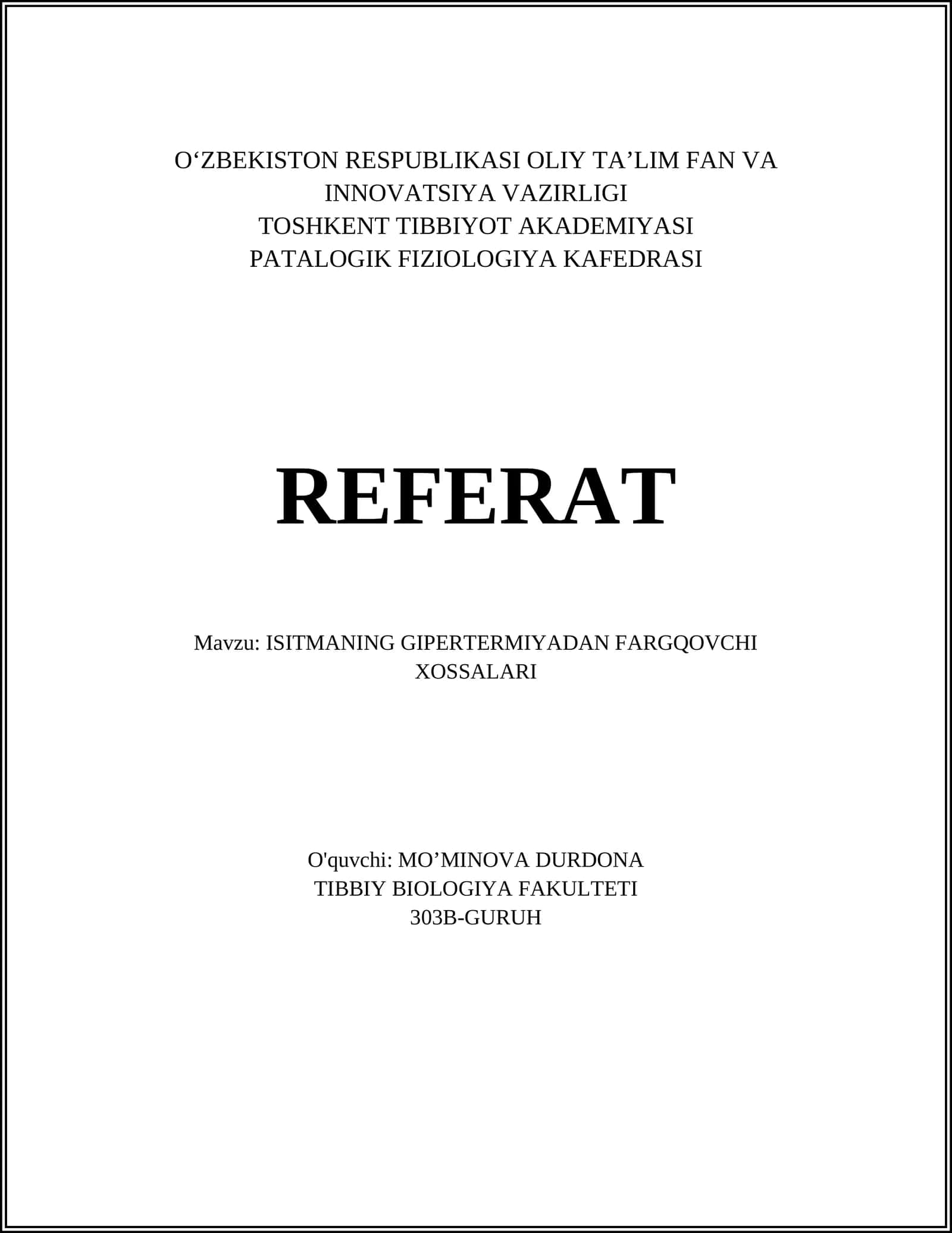 ISITMANING GIPERTERMIYADAN FARGQOVCHI XOSSALARI 1