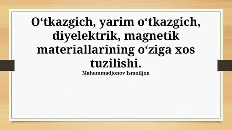 Yarimo'tkazgichlarning elektron tuzilishi 1