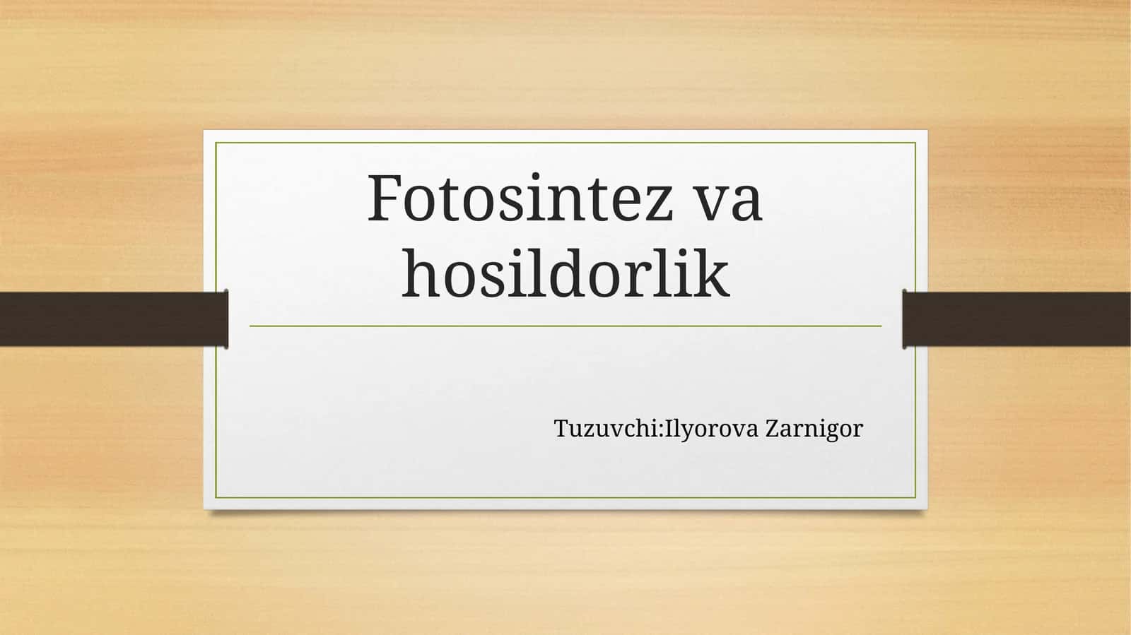 Fotosintez va hosildorlik 1