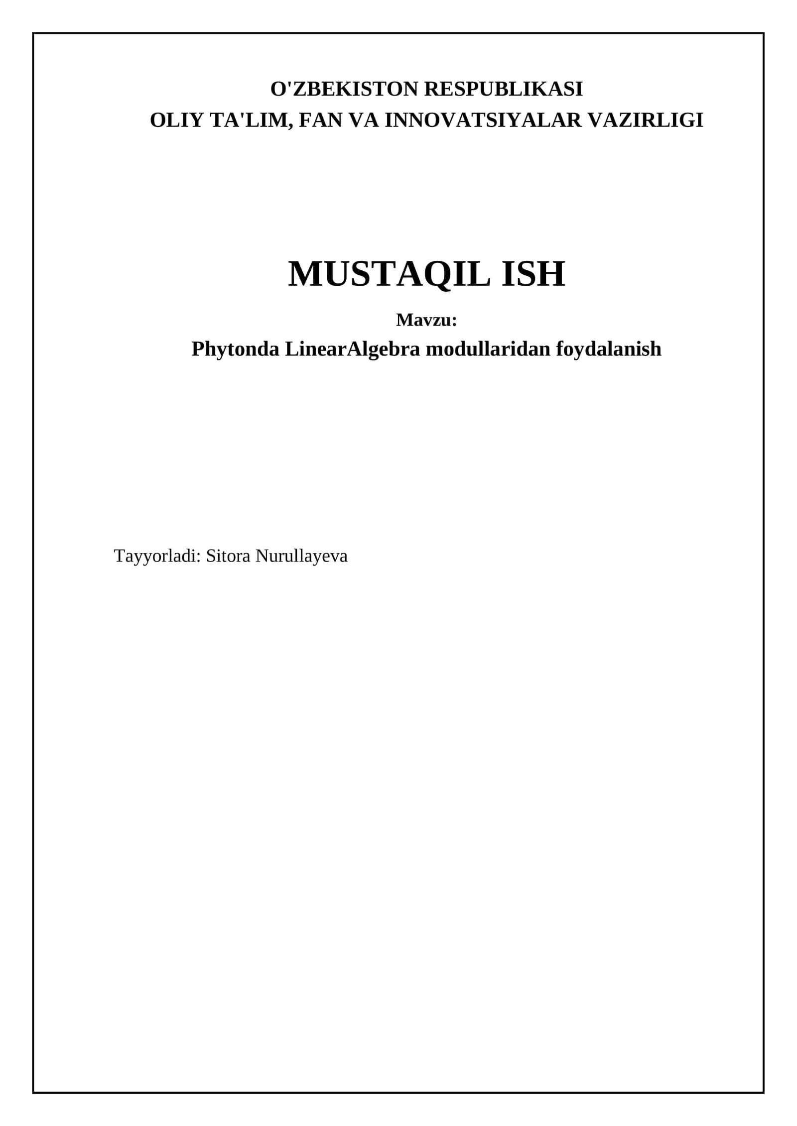 Phytonda LinearAlgebra modullaridan foydalanish 1