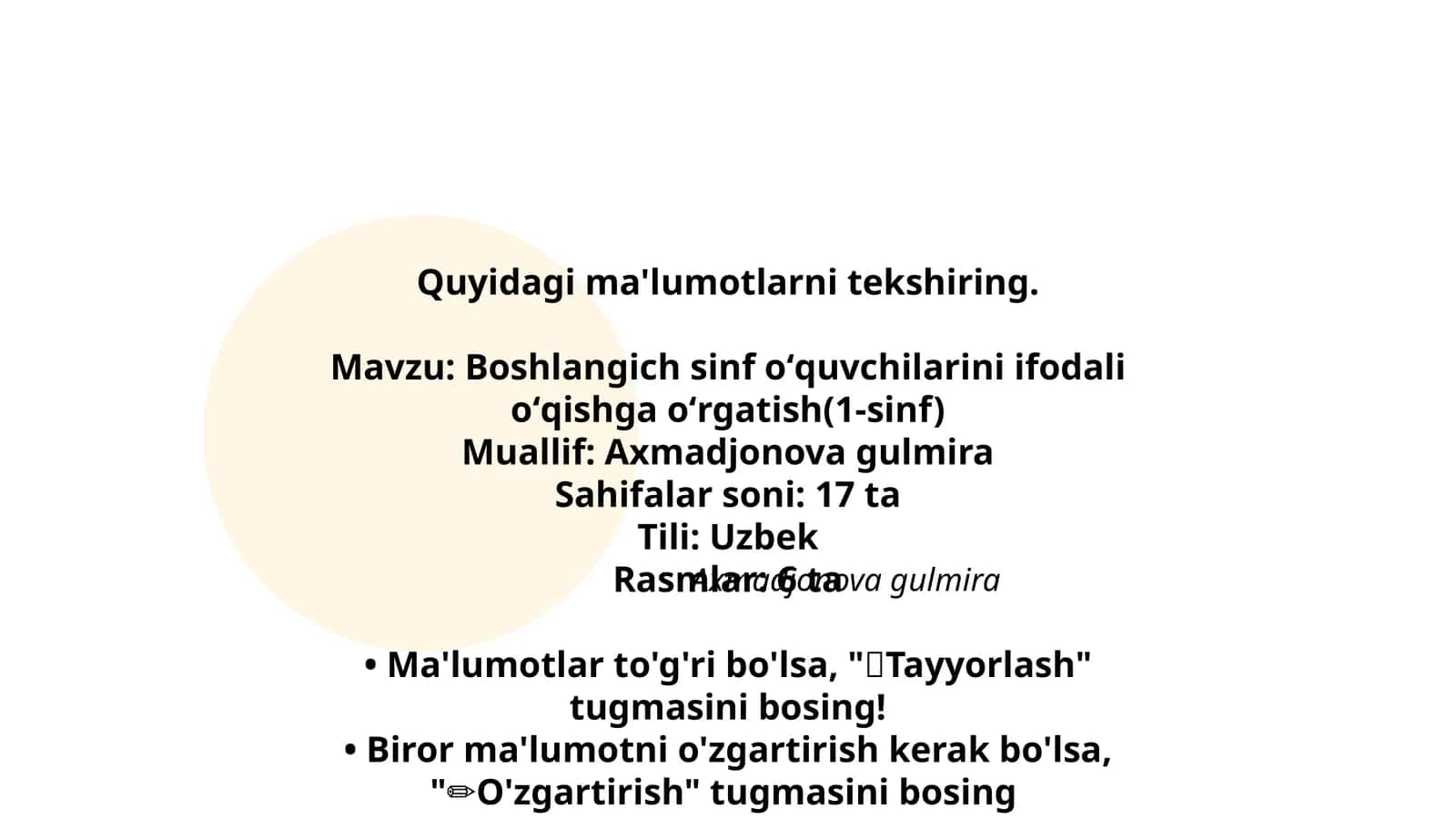 Boshlangich sinf oʻquvchilarini ifodali oʻqishga oʻrgatish(1-sinf) 1