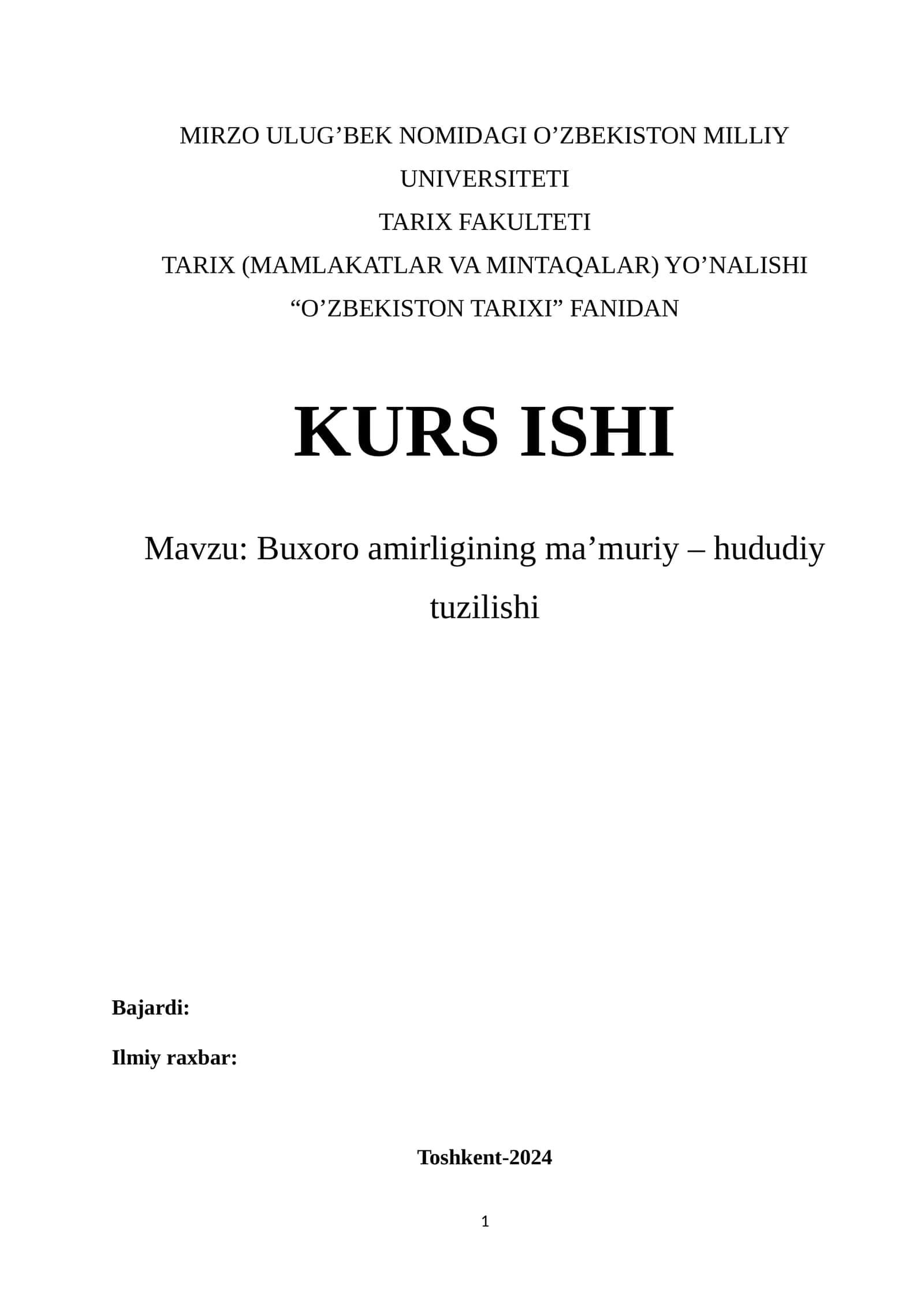 Buxoro amirligining ma’muriy – hududiy tuzilishi 1
