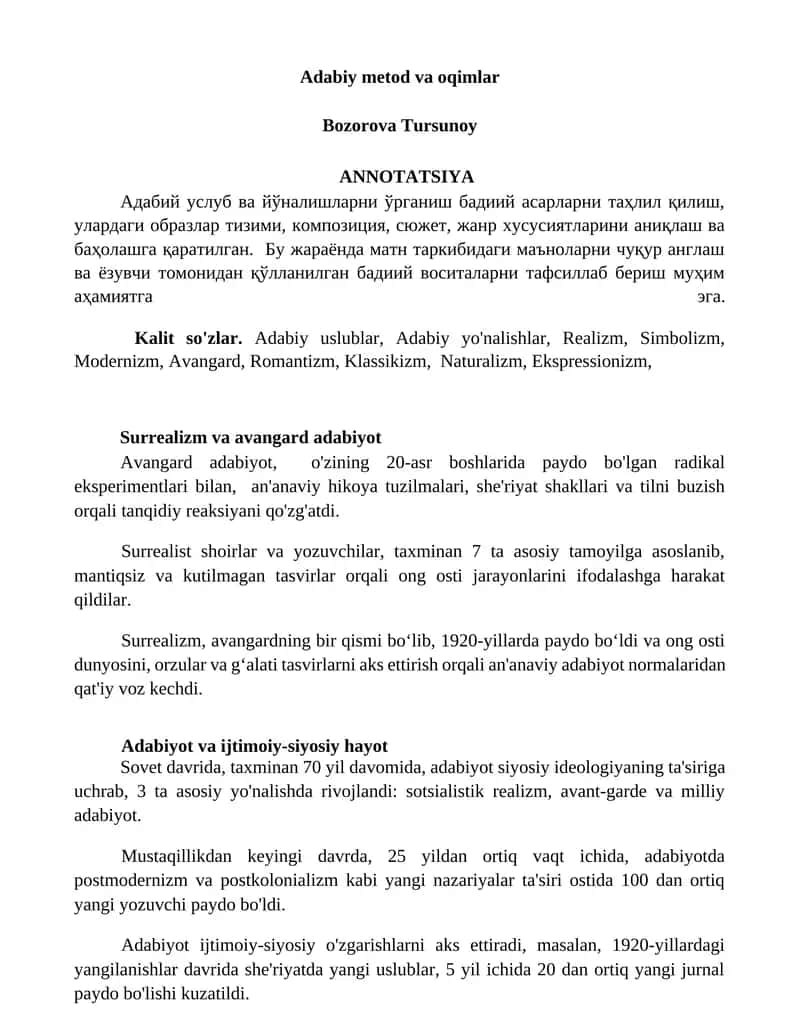 Adabiy metod va oqimlar 1