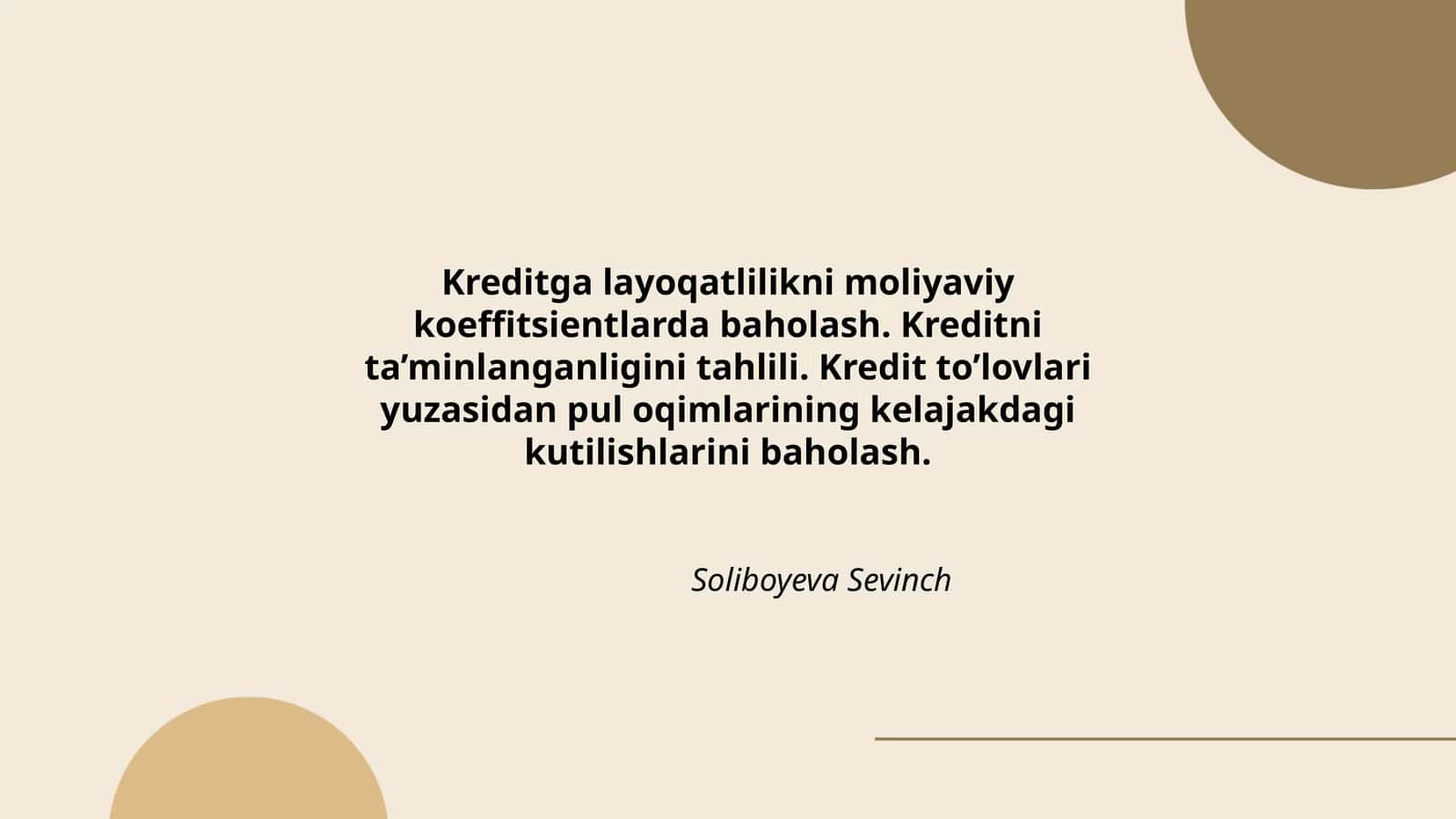 Kreditga layoqatlilikni moliyaviy 1