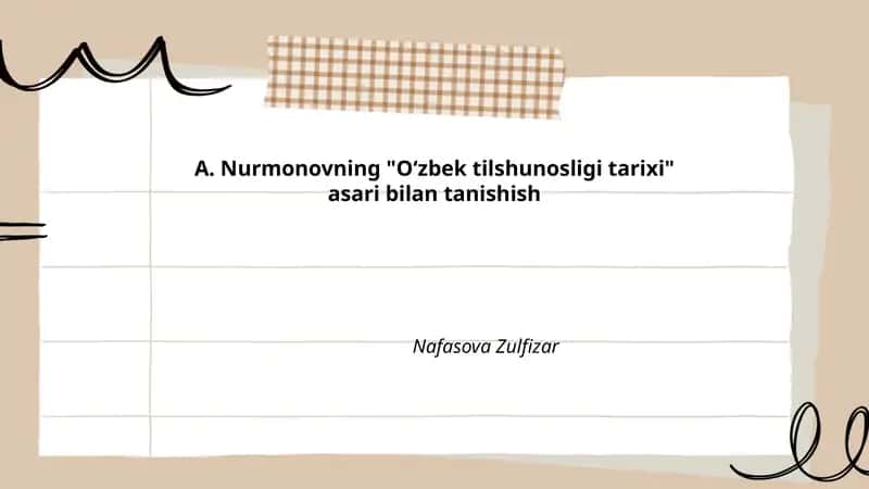 "O‘zbek tilshunosligi tarixi" 1