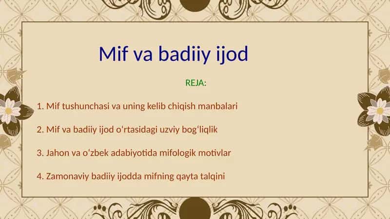 Mif va badiiy ijod 1