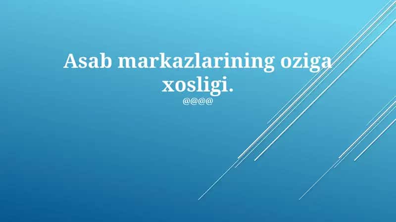 Asab markazlarining oziga xosligi 1