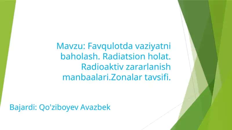 Favqulotdavaziyatni baholash 1
