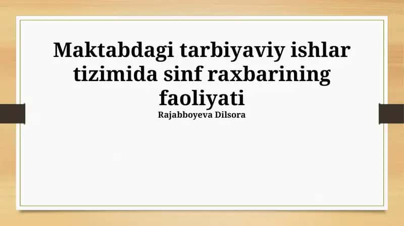 Sinf rahbarining faoliyati 1