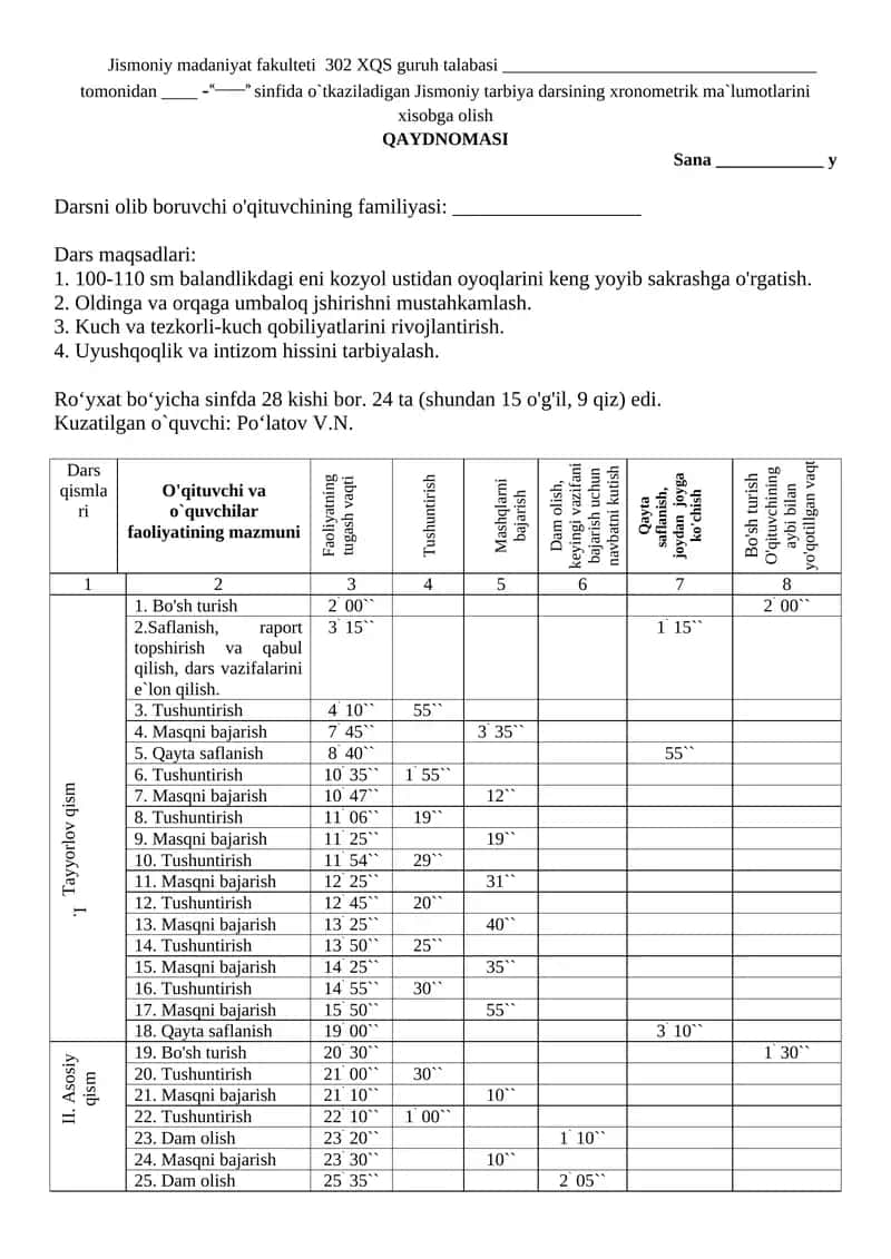 Jismoniy tarbiya darsi 1