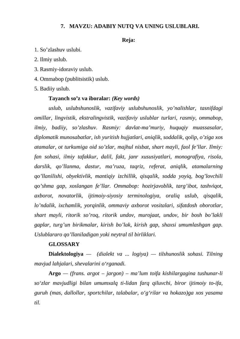 ADABIY NUTQ VA UNING USLUBLARI 1