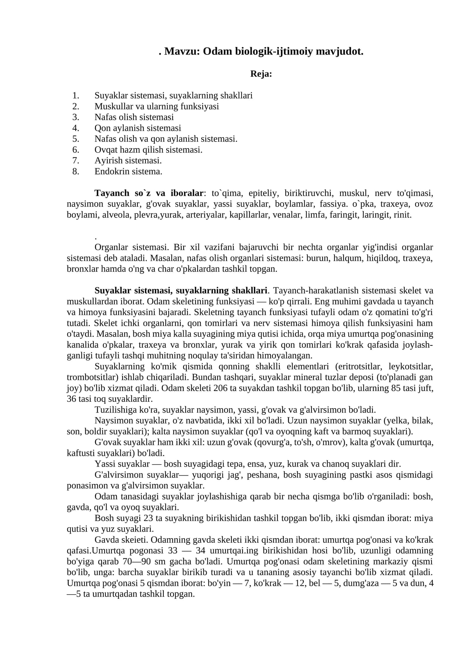 Odam biologik-ijtimoiy mavjudot 1