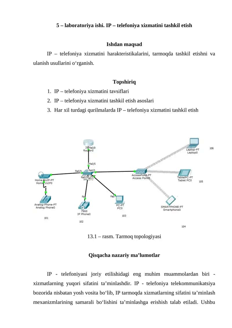 IP – telefoniya xizmatini tashkil etish 1