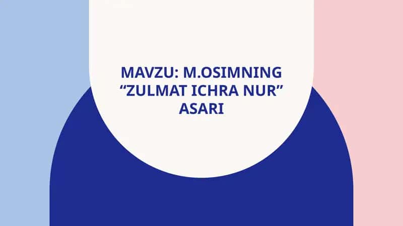 M.Osimning“zulmat ichra nur”asari 1