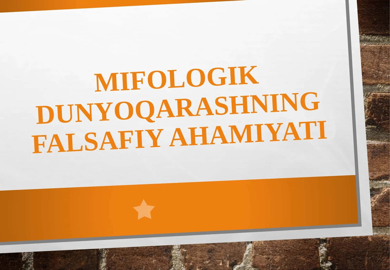 Mifologik dunyoqarashning falsafiy ahamiyati 1