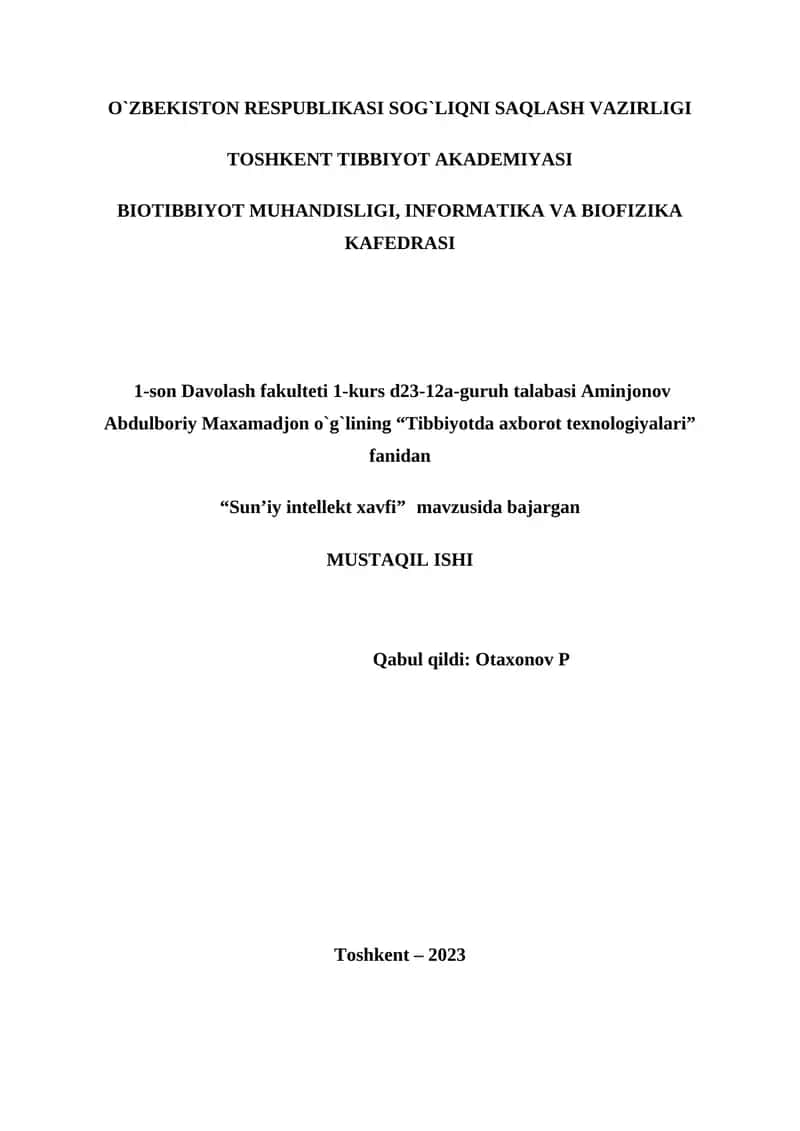 "Sun’iy intellekt xavfi" 1