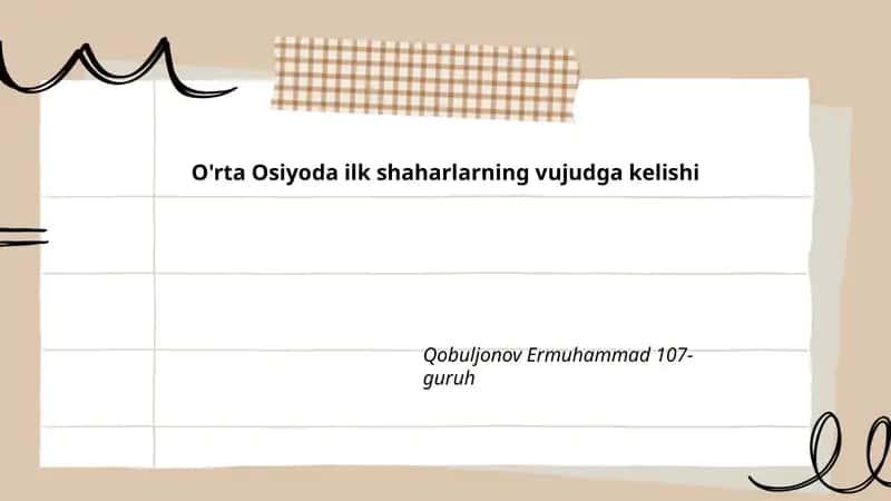 O'rta Osiyoda ilk shaharlarning vujudga kelishi 1