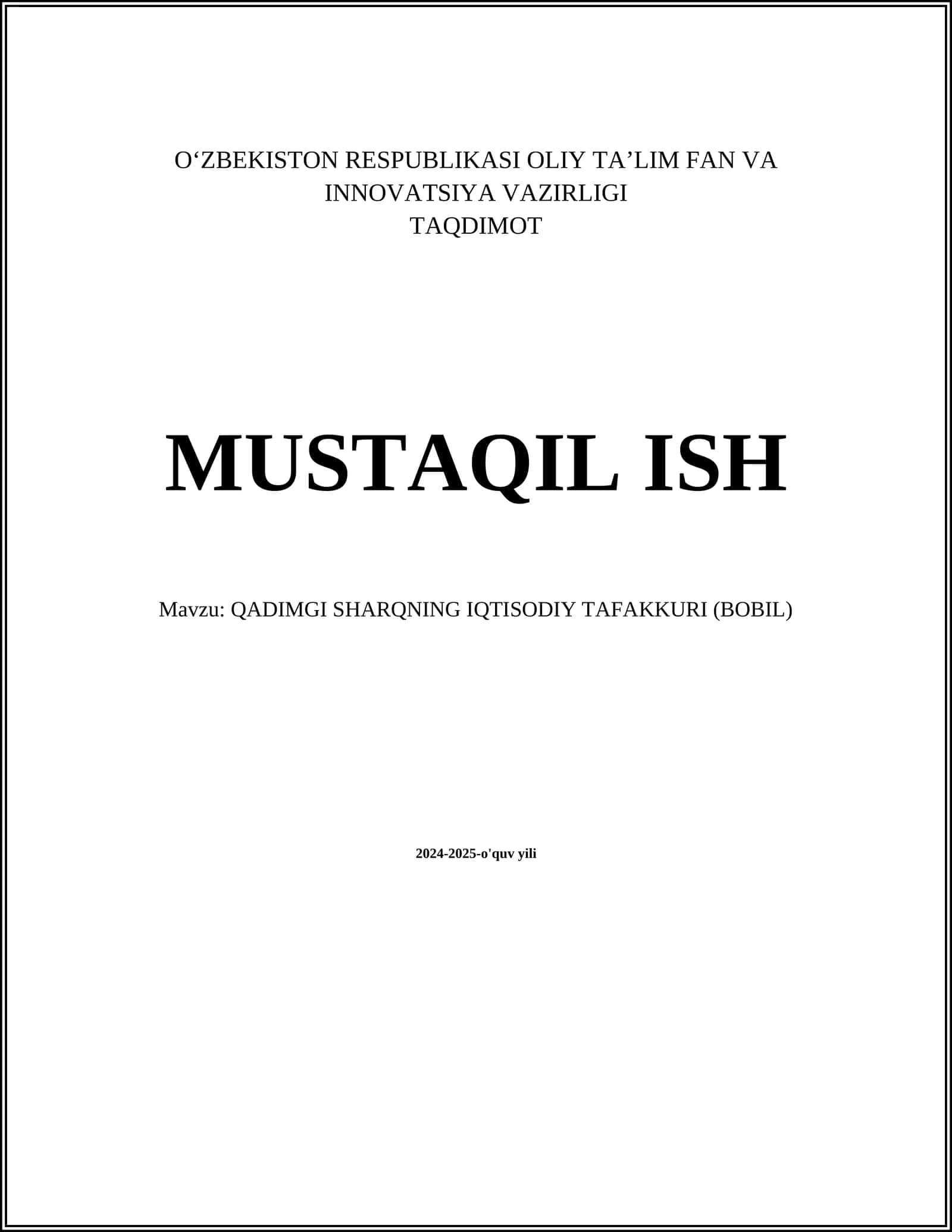 QADIMGI SHARQNING IQTISODIY TAFAKKURI (BOBIL) 1