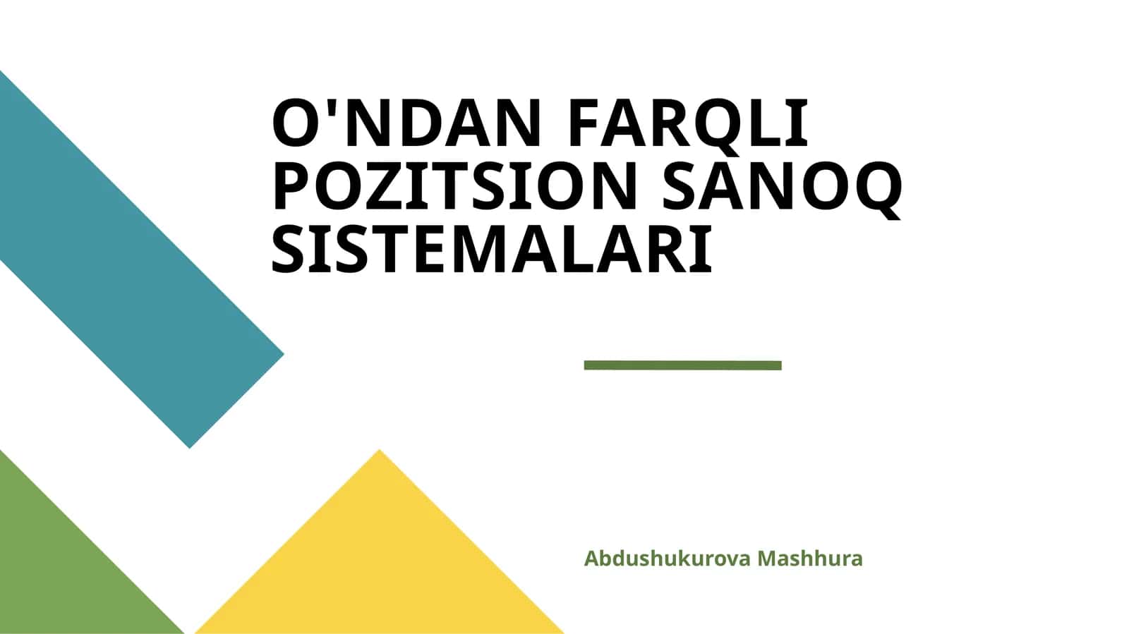 O'NDAN FARQLI POZITSION SANOQ SISTEMALARI 1