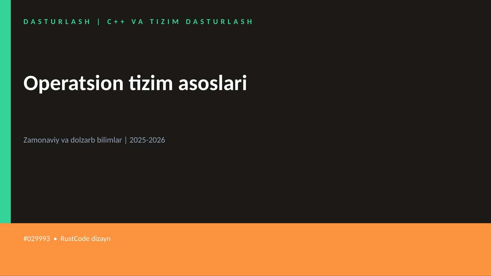 DASTURLASH | C++ VA TIZIM DASTURLASH 1