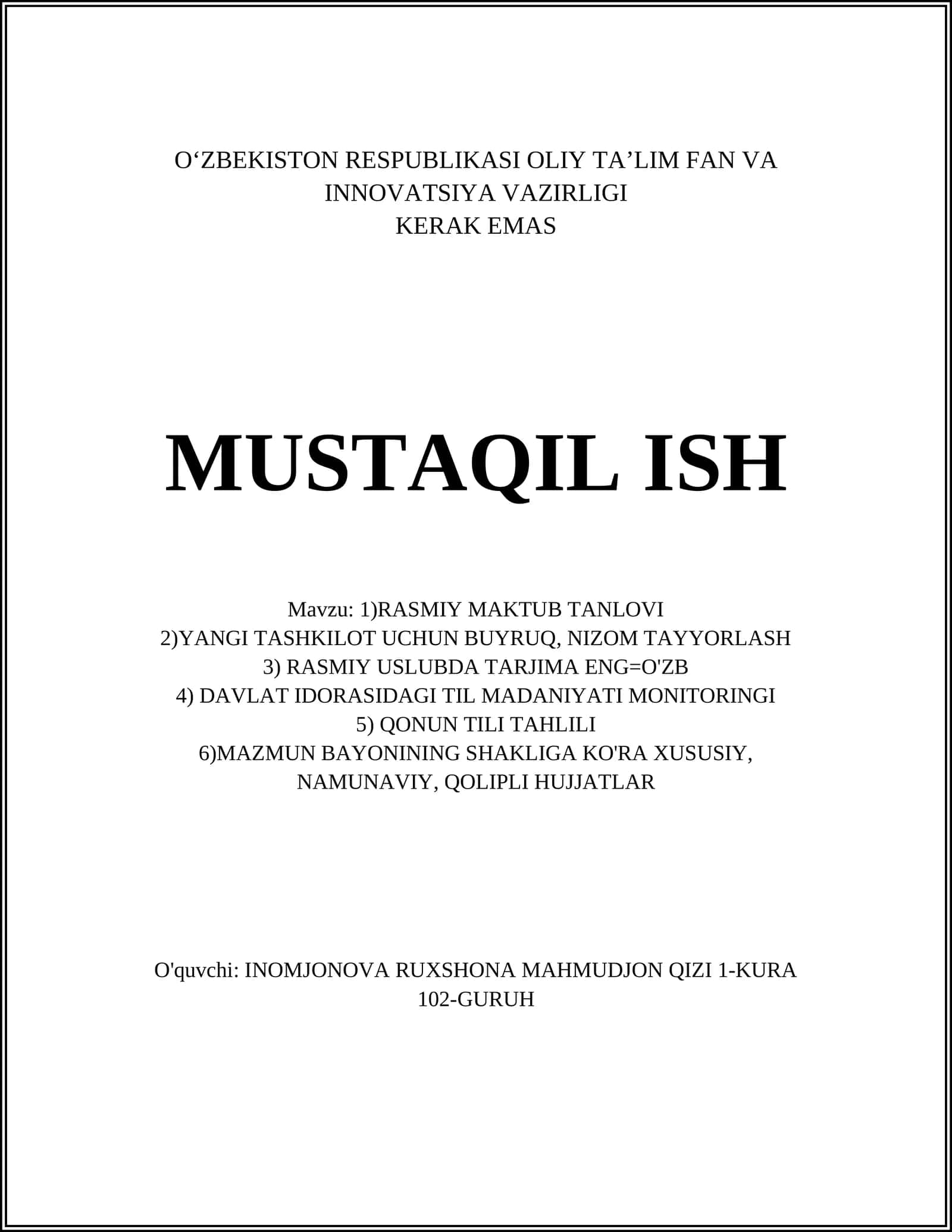 RASMIY MAKTUB TANLOVI 1