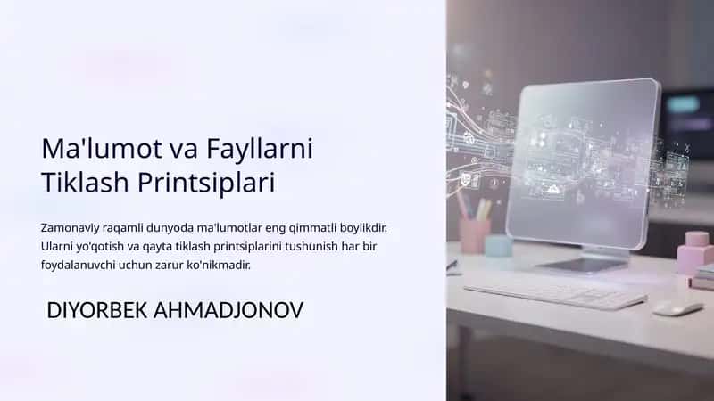 Ma'lumot va Fayllarni Tiklash Printsiplari 1