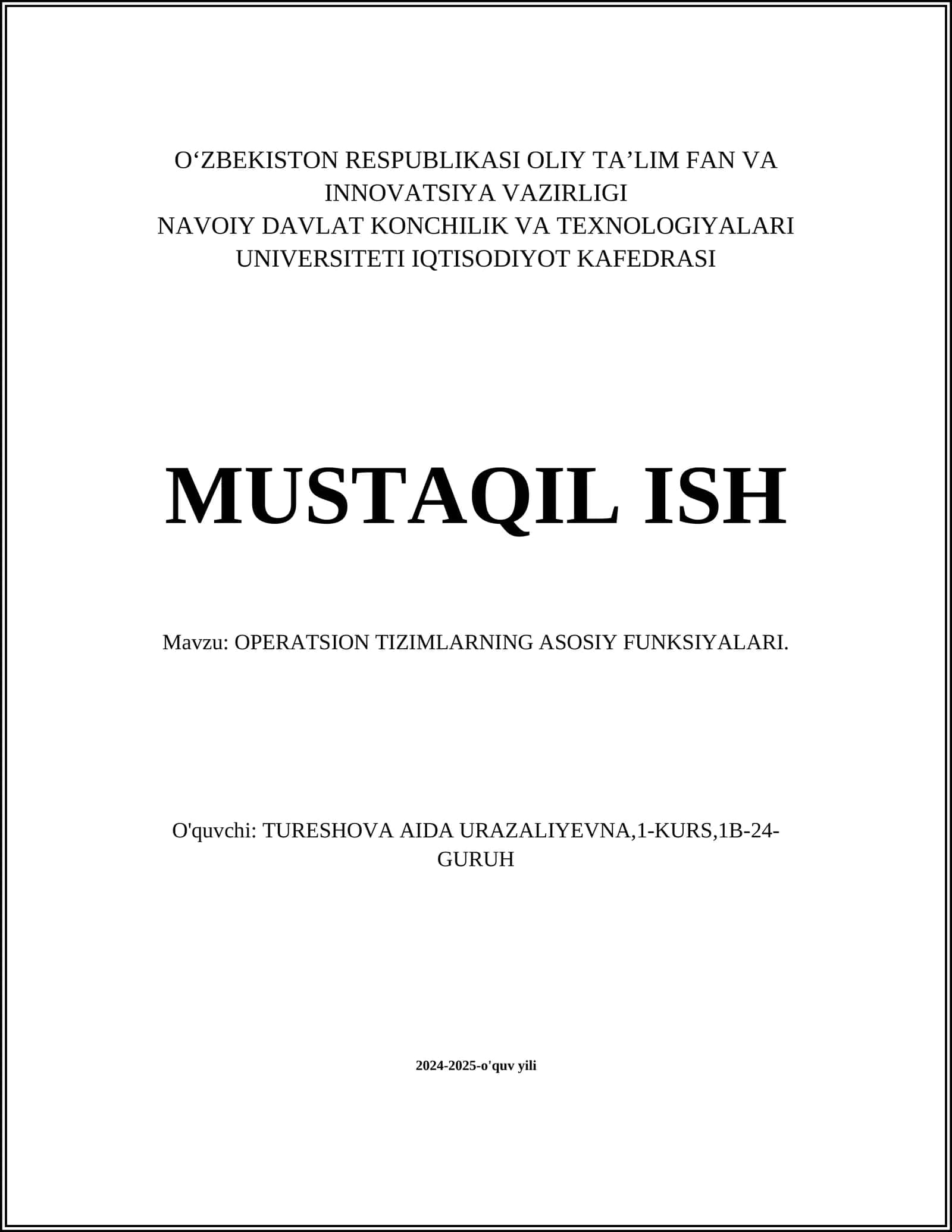 OPERATSION TIZIMLARNING ASOSIY FUNKSIYALARI 1