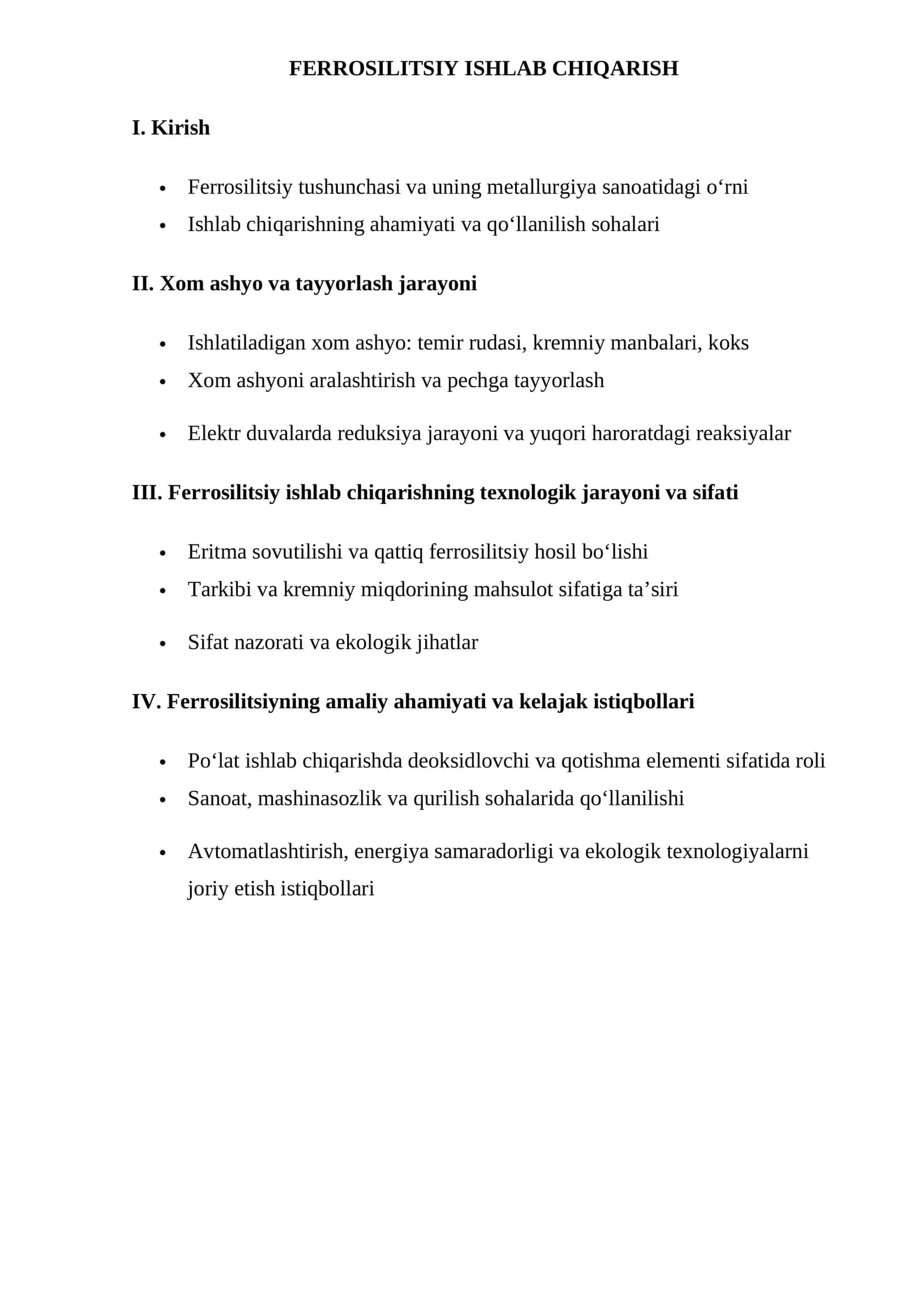 FERROSILITSIY ISHLAB CHIQARISH 1