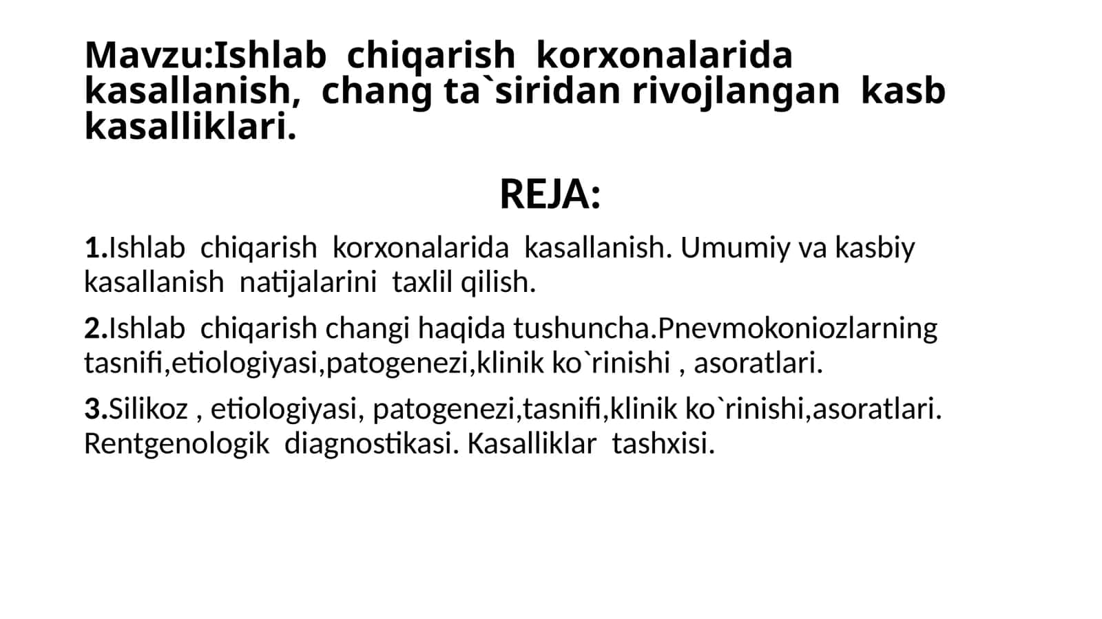 Ishlabchiqarishkorxonalarida kasallanish, chang ta`siri 1