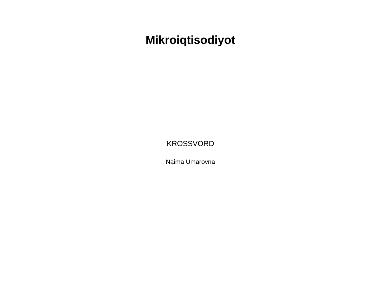 Mikroiqtisodiyot 1