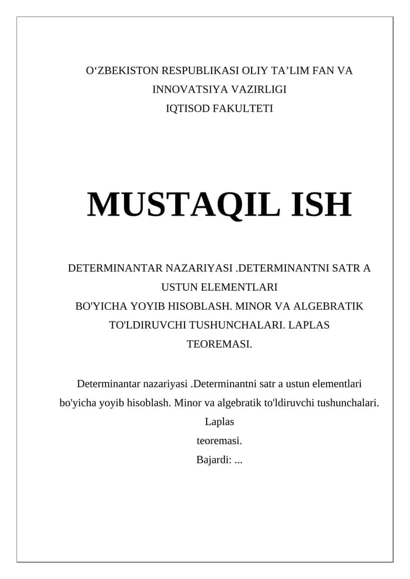 Determinantar Nazariyasi 1