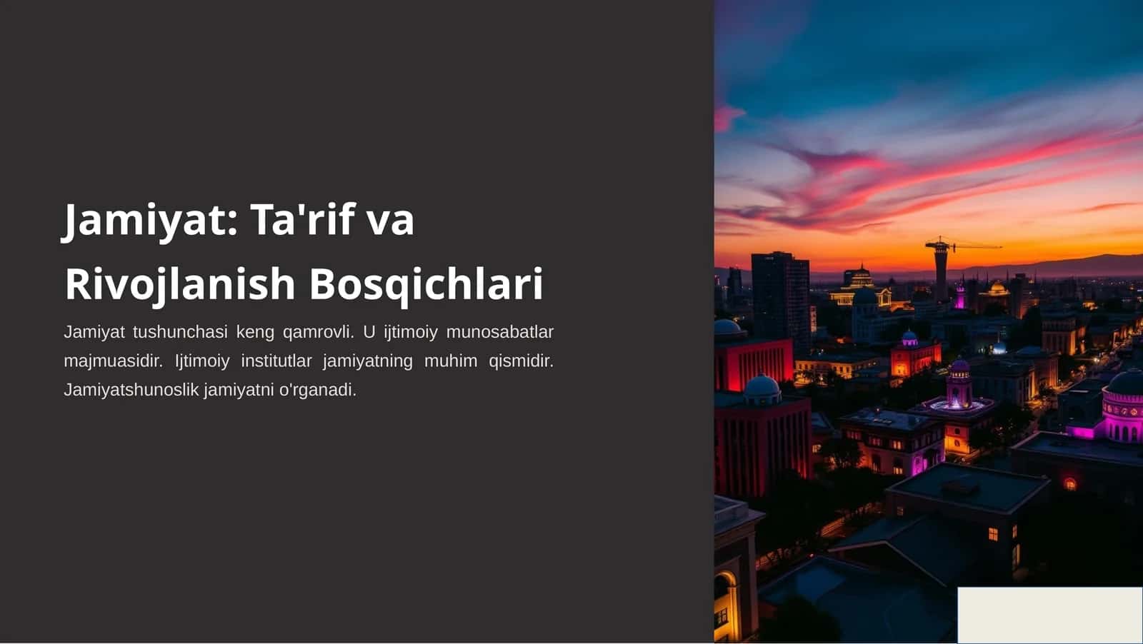 Jamiyat: Ta'rif va Rivojlanish Bosqichlari 1