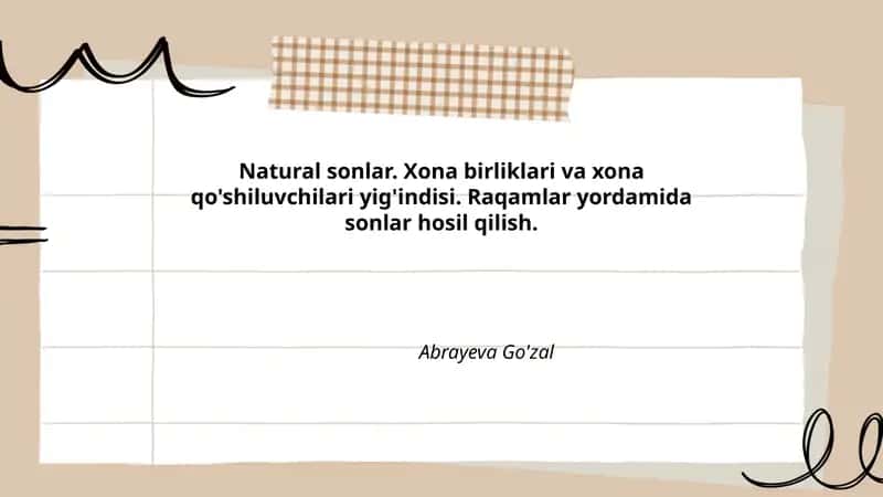 Tabiiy sonlar: tushuncha va misollar 1