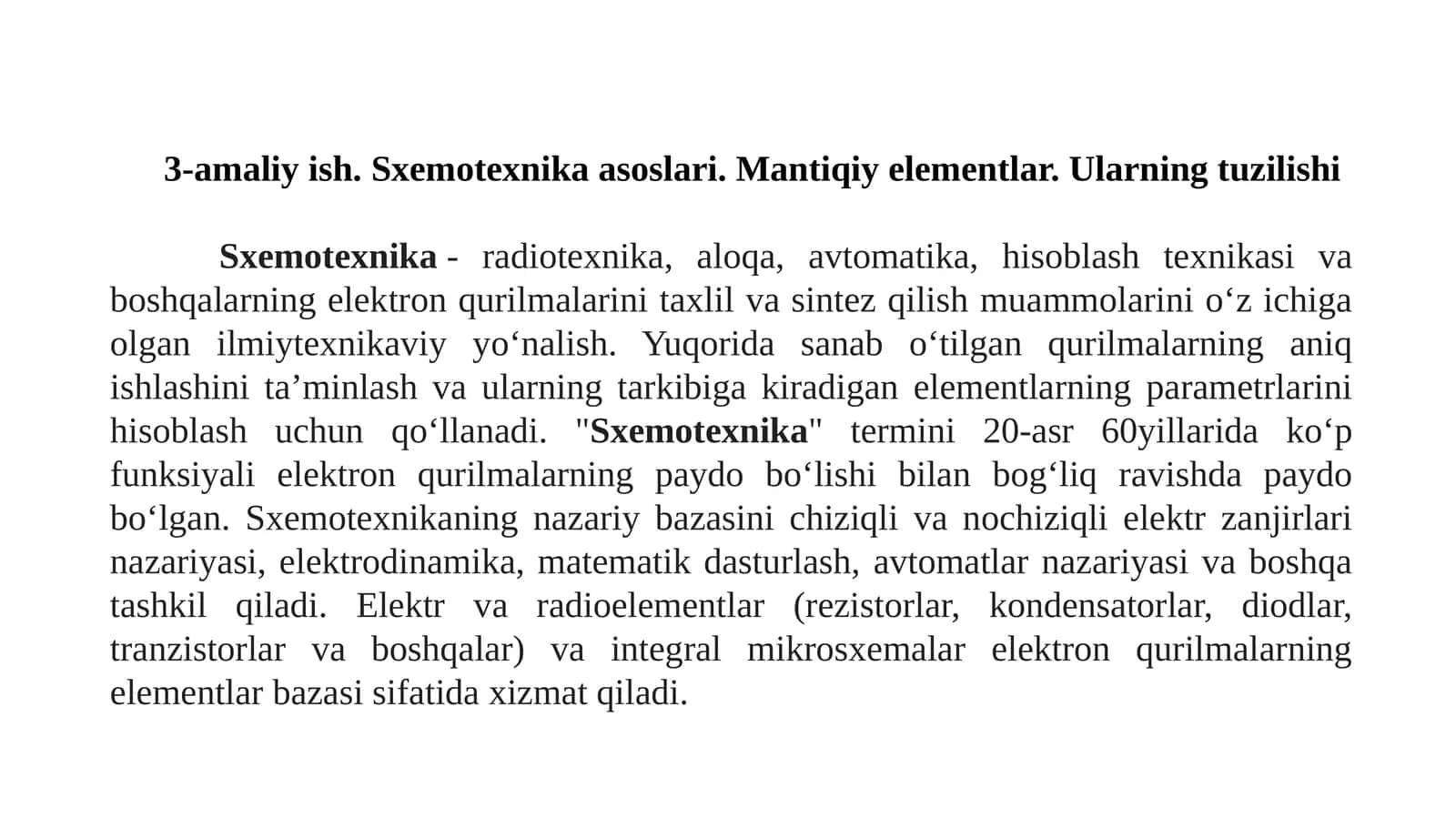 Sxemotexnika asoslari 1