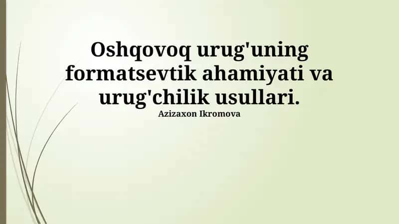 Oshqovoq Urugʻini Yetishtirish Usullari 1