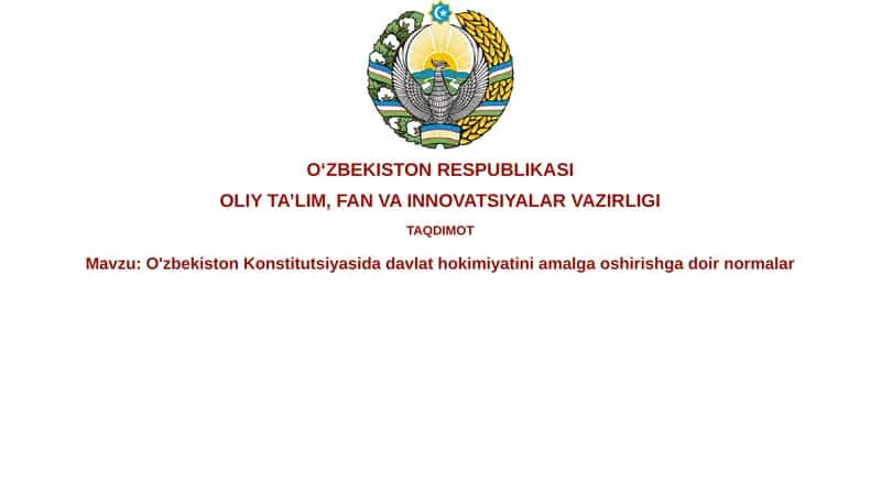 O'zbekiston Konstitutsiyasida davlat hokimiyati 1