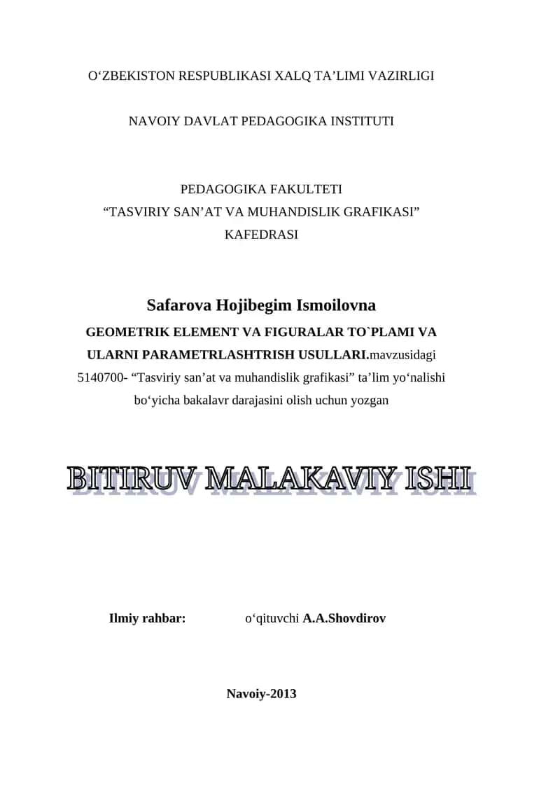 TASVIRIY SAN’AT VA MUHANDISLIK GRAFIKASI 1