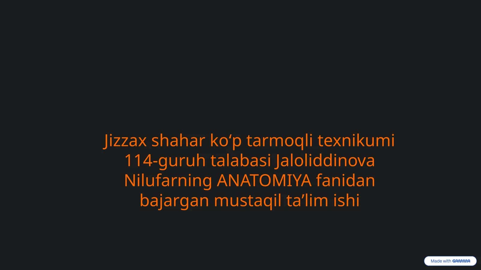 ANATOMIYA fanidan mustaqil taʼlim 1