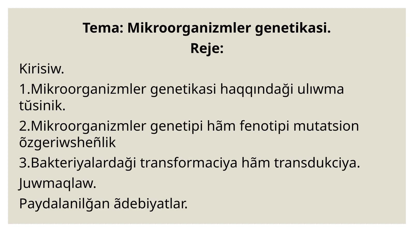 Mikroorganizmler genetikasi 1