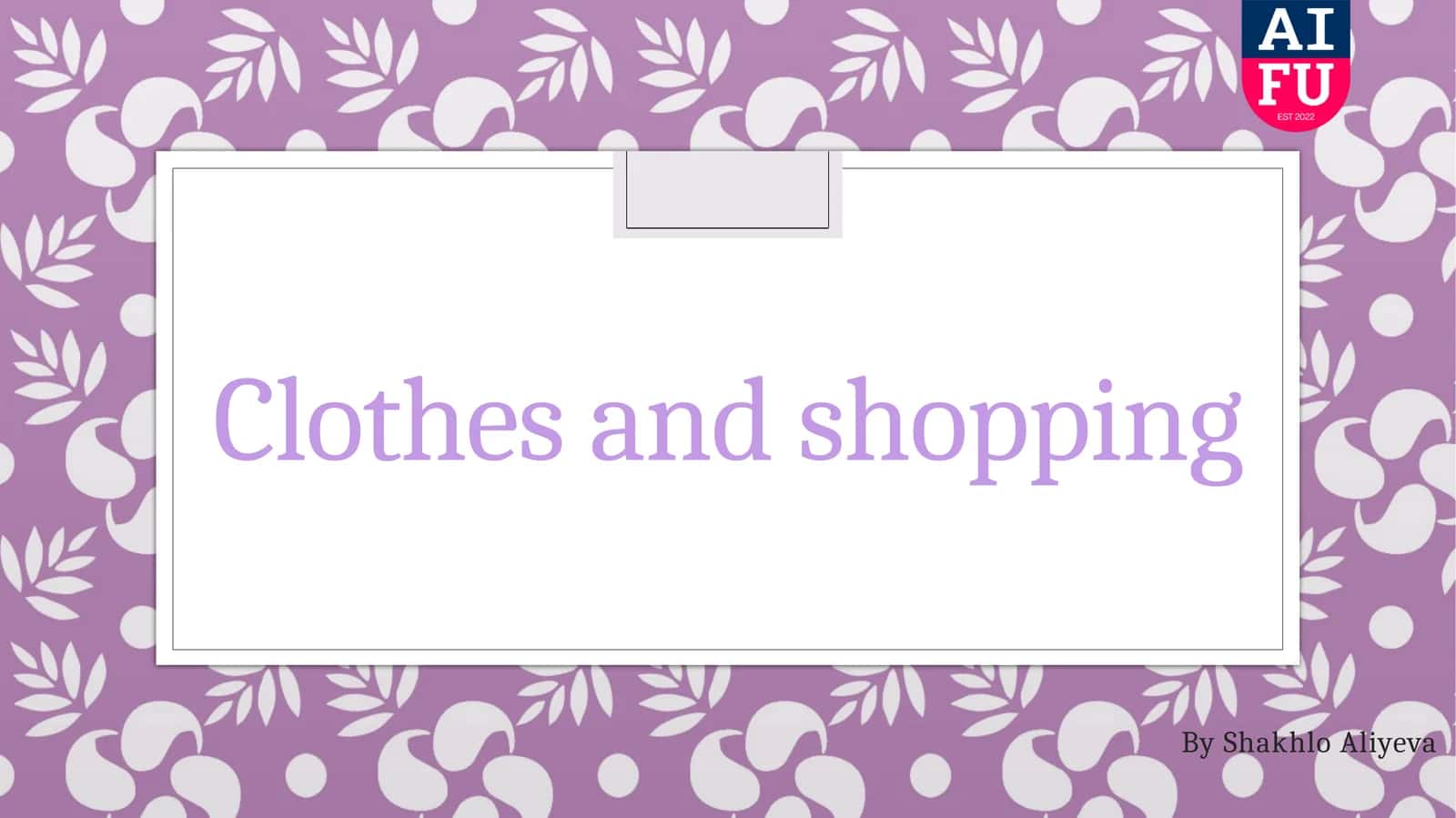 Clothes and shopping 1