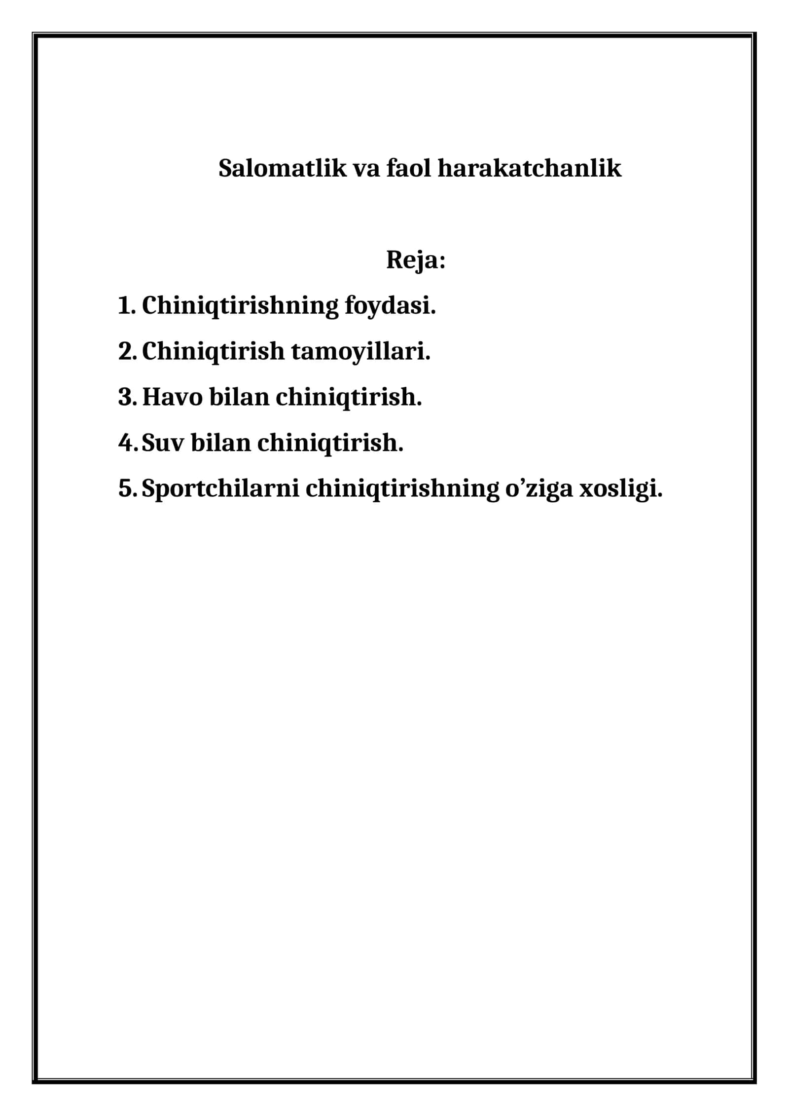 Salomatlik va faol harakatchanlik 1