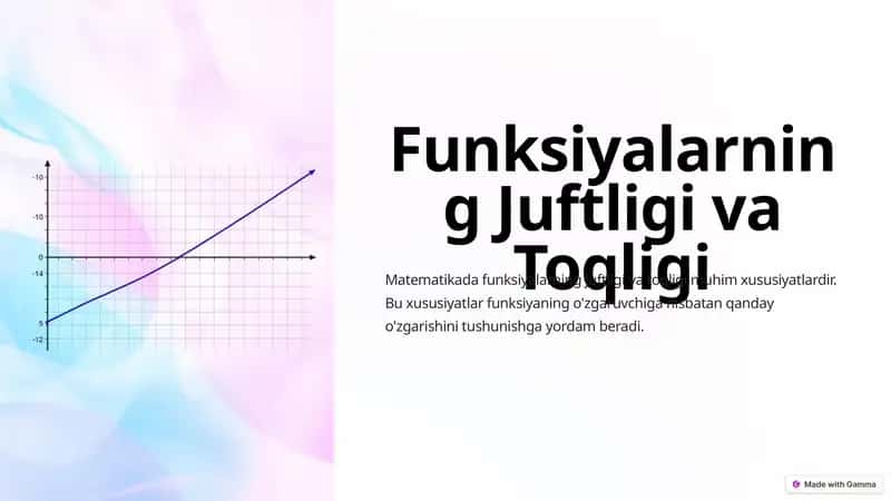 Funksiyalarning Juftligi va Toqligi 1